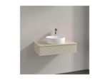 Villeroy und Boch Antao Waschtisch-Unterschrank L08113HJ mit Beleuchtung, 1 Auszug, 800 x 190 x 500 mm, Front mit Struktur, Silk Grey Matt Lacquer / Botticino