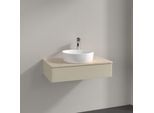 Villeroy und Boch Antao Waschtisch-Unterschrank K08053HJ 80x19x50cm, Hahnloch, Waschbeckenplattenfarbe botticino, silk grey matt lacquer