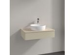 Villeroy und Boch Antao Waschtisch-Unterschrank K08153HJ 80x19x50cm, Hahnloch, Waschbeckenplattenfarbe botticino, silk grey matt lacquer