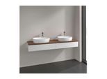 Villeroy und Boch Antao Waschtisch-Unterschrank L17152GF mit Beleuchtung, 2 Auszüge, 1600 x 190 x 500 mm, Front mit Struktur, Glossy White Lacquer / Warm Walnut