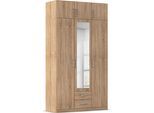 Kleiderschrank RAUCH "Schrank Garderobe Wäscheschrank GAMMA in 4 Breiten 91-226 cm", eiche sonoma, griffe chrom, B:136cm H:248cm T:54cm, Holzwerkstoff, Schränke, Kleiderschrank, mit Schubladen und Schrankaufsatz sowie Spiegel MADE IN GERMANY
