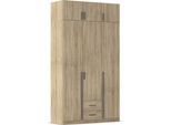 Kleiderschrank RAUCH "Schrank Garderobe Wäscheschrank GAMMA in 4 Breiten 91-226 cm", braun (eiche sonoma, griffstangen graumetallic), B:136cm H:248cm T:54cm, Holzwerkstoff, Schränke, Kleiderschrank, mit Schubladen und Schrankaufsatz, schlichtes Design MADE IN GERMANY
