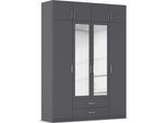 Kleiderschrank RAUCH "Schrank Garderobe Wäscheschrank GAMMA in 4 Breiten 91-226 cm", graumetallic, griffe chrom, B:181cm H:248cm T:54cm, Holzwerkstoff, Schränke, Kleiderschrank, mit Schubladen und Schrankaufsatz sowie Spiegel MADE IN GERMANY