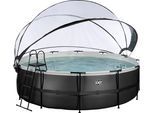Framepool EXIT "inkl. multifunktionaler Poolabdeckung", schwarz, H:122cm Ø:488cm, Schwimmbecken, ØxH: 488x 122 cm, mit Sandfilteranlage und Sicherheitsleiter