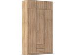 Kleiderschrank RAUCH "Schrank Garderobe Wäscheschrank GAMMA in 4 Breiten 91-226 cm", braun (eiche sonoma, griffe alu), B:136cm H:248cm T:54cm, Holzwerkstoff, Schränke, Kleiderschrank, mit Schubladen und Schrankaufsatz, schlichtes Design MADE IN GERMANY