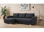 Ecksofa HOME AFFAIRE "MAGHERA universell Schlafsofa mit Bettkasten, Maße B/T/H: 255/142/84cm", anthrazit, B:255cm H:84cm T:142cm, 100% Polyester, Sofas, Ecksofa, L-Form mit Recamiere rechts oder links montierbar, hoher Sitzkomfort