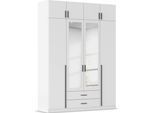 Kleiderschrank RAUCH "Schrank Garderobe Wäscheschrank GAMMA in 4 Breiten 91-226 cm", alpinweiß, griffstangen graumetallic, B:181cm H:248cm T:54cm, Holzwerkstoff, Schränke, Kleiderschrank, mit Schubladen und Schrankaufsatz sowie Spiegel MADE IN GERMANY
