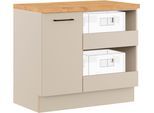 Mehrzweckschrank-Set IMPULS KÜCHEN "Warschau", grau (kieselgrau mit vintage eiche, nachbildung), B:100cm H:91,8cm T:60cm, Dekorfolie, Holzwerkstoff, Kastenmöbel-Sets, Vielfältige Varianten verfügbar; kombinierbar mit anderen Artikeln