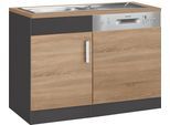 Spülenschrank KOCHSTATION "KS-Gera", grau (eiche, anthrazit), B:110cm H:85cm T:60cm, Holzwerkstoff, Schränke, Spülenschrank, Breite 110 cm