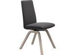 Polsterstuhl STRESSLESS "Laurel", grau (rock paloma, eiche gekalkt), B:49cm H:92cm T:59cm, Leder PALOMA: PALOMA ist ein durchgefärbtes Semianilin-Möbelleder mit natürlicher Narbung., Stühle, Polsterstuhl, Low Back, Größe M, mit schräggestellten Beinen in Eiche gekalkt
