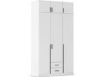 Kleiderschrank RAUCH "Schrank Garderobe Wäscheschrank GAMMA in 4 Breiten 91-226 cm", weiß (alpinweiß, griffstangen graumetallic), B:136cm H:248cm T:54cm, Holzwerkstoff, Schränke, Kleiderschrank, mit Schubladen und Schrankaufsatz, schlichtes Design MADE IN GERMANY