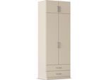 Kleiderschrank RAUCH "Schrank Garderobe Wäscheschrank GAMMA in 4 Breiten 91-226 cm", beige (beige (champagner), griffe chrom), B:91cm H:248cm T:54cm, Holzwerkstoff, Schränke, Kleiderschrank, mit Schubladen und Schrankaufsatz, schlichtes Design MADE IN GERMANY