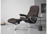 Relaxsessel STRESSLESS "Consul", braun (chocolate paloma), B:78cm H:97cm T:70cm, Leder PALOMA: PALOMA ist ein durchgefärbtes Semianilin-Möbelleder mit natürlicher Narbung., Sessel, Relaxsessel, mit Hocker, mit Cross Base, Größe S, M & L, Holzakzent Schwarz
