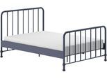 Metallbett VIPACK "Bronxx, standfest gebaut, gradlinige Optik in zeitlosem Design", blau (blau matt, blau matt, blau matt), B:146,5cm H:110cm L:207cm, Betten, inkl. Lattenrost, Mittelsteg und Fußstütze unter der Liegefläche
