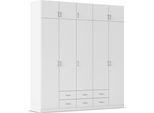 Kleiderschrank RAUCH "Schrank Garderobe Wäscheschrank GAMMA in 4 Breiten 91-226 cm", weiß (alpinweiß, griffe alu), B:226cm H:248cm T:54cm, Holzwerkstoff, Schränke, Kleiderschrank, mit Schubladen und Schrankaufsatz, schlichtes Design MADE IN GERMANY