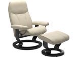 Relaxsessel STRESSLESS "Consul", beige (cream batick), B:72cm H:94cm T:70cm, Leder BATICK: BATICK ist ein leicht korrigiertes, durchgefärbtes und genarbtes Möbelleder, bei dem die meisten Unebenheiten und Spuren in der Regel entfernt wurden.;Leder PALOMA: PALOMA ist ein durchgefärbtes Semianilin-Möbelleder mit natürlicher Narbung.;ROHLEDER Stoff Q2 FARON: Ein fester zuverlässiger Bouclé mit einem