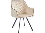 Polsterstuhl KAYOOM "Stuhl Amber 125, Toller Stuhl aus Samt, mit Beinen aus Eisen", beige, B:58cm H:85cm T:64,5cm, Eisen, Polyester, Stühle, Polsterstuhl, Toller Stuhl aus Samt, Glamour in Ihr Zuhause, mit Beinen aus Eisen