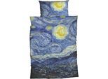 Bettwäsche GOEBEL "Starry Night", blau (moonlight blau), B/L: 135cm x 200cm, 1 Stk., 1 Stk., Satin, B/L: 80cm x 80cm, 2 Stk., Satin, Obermaterial: 100% Baumwolle, Bettwäsche, Bettwäsche, geniales Design von Vincent van Gogh