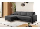 Ecksofa EXXPO - SOFA FASHION "Quattro schlicht & zeitlos, bequem, L-Form, B/T: 247/162 cm", grau (anthrazit), B:247cm H:85cm T:162cm, Sofas, Ecksofa, mit Bettfunktion & Bettkasten. Korpus Microfaser, Sitz Webvelours
