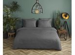 Bettwäsche HIP "Hip Uni", grau (anthrazit, grau), B/L: 135cm x 200cm, 1 Stk., 1 Stk., Satin, B/L: 80cm x 80cm, 2 Stk., Satin, Obermaterial: 100% Baumwolle, Bettwäsche, Bettwäsche, 100% Baumwolle, Mako-Satin, 135x200, Unifarben Weiß, Reißverschluss