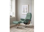 Relaxsessel STRESSLESS "Sunrise", grün (aqua grün paloma), B:92cm H:105cm T:80cm, Leder PALOMA: PALOMA ist ein durchgefärbtes Semianilin-Möbelleder mit natürlicher Narbung., Sessel, Relaxsessel, mit Hocker, mit Cross Base, Größe S, M & L, Holzakzent Eiche