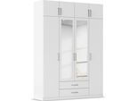 Kleiderschrank RAUCH "Schrank Garderobe Wäscheschrank GAMMA in 4 Breiten 91-226 cm", alpinweiß, griffe chrom, B:181cm H:248cm T:54cm, Holzwerkstoff, Schränke, Kleiderschrank, mit Schubladen und Schrankaufsatz sowie Spiegel MADE IN GERMANY
