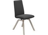Polsterstuhl STRESSLESS "Laurel", grau (charcoal dinamica, eiche gekalkt), B:49cm H:92cm T:59cm, Microfaser DINAMICA (88% Polyester, 12% Polyurethan), Stühle, Polsterstuhl, Low Back, Größe M, mit schräggestellten Beinen in Eiche gekalkt