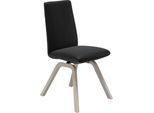 Polsterstuhl STRESSLESS "Laurel", schwarz (schwarz batick, eiche gekalkt), B:49cm H:92cm T:59cm, Leder BATICK: BATICK ist ein leicht korrigiertes, durchgefärbtes und genarbtes Möbelleder, bei dem die meisten Unebenheiten und Spuren in der Regel entfernt wurden., Stühle, Polsterstuhl, Low Back, Größe M, mit schräggestellten Beinen in Eiche gekalkt