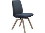 Polsterstuhl STRESSLESS "Laurel", blau (blau dinamica, eiche gekalkt), B:49cm H:92cm T:59cm, Microfaser DINAMICA (88% Polyester, 12% Polyurethan), Stühle, Polsterstuhl, Low Back, Größe L, mit schräggestellten Beinen in Eiche gekalkt