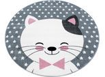 Kinderteppich AYYILDIZ TEPPICHE "Kids 550" Gr. 10, pink (pink, grau), H:12mm Ø:160cm, Kunstfaser, Teppiche, Kinderteppich, auch in rechteckig, Tiermotiv, Kurzflor
