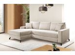 Ecksofa EXXPO - SOFA FASHION "Quattro schlicht & zeitlos, bequem, L-Form, B/T: 247/162 cm", beige, B:247cm H:85cm T:162cm, Sofas, Ecksofa, mit Bettfunktion & Bettkasten. Bezug komplett Webvelours