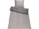 Wendebettwäsche SETEX "Chambray", grau (graphitgrau, kieselgrau), B/L: 155cm x 220cm, 1 Stk., 1 Stk., Chambray, B/L: 80cm x 80cm, 2 Stk., Chambray, Obermaterial: 90% Baumwolle, 10% Polyester, Bettwäsche, Wendebettwäsche, mit Wendefunktion