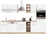 Küchenzeile KOCHSTATION "KS-Eton", weiß (küche: weiß, korpus: eichefarben, arbeitsplatte: eichefarben), B:300cm T:60cm, Komplettküchen-Sets, Küchenzeile, ohne E-Geräte, Breite 300 cm
