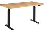 Schreibtisch BEGA OFFICE, eiche, schwarz, schwarz, eiche, B:160cm H:120cm T:77cm, Tische, Schreibtisch, Breite 160 cm, höhenverstellbar 72-116 cm