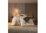 Bettwäsche ESTELLA "Valetta", grau (kiesel), B/L: 155cm x 220cm, 1 Stk., 1 Stk., Mako-Satin, B/L: 80cm x 80cm, 2 Stk., Mako-Satin, Obermaterial: 100% Baumwolle, Bettwäsche, Bettwäsche