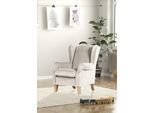 Ohrensessel GUTMANN FACTORY, beige, B:83cm H:102cm T:87cm, 100% Polyester, Sessel, Ohrensessel