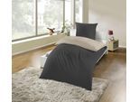Wendebettwäsche KINZLER "Mikrofaser "Cashmere Touch", grau (anthrazit), B/L: 155cm x 220cm, 1 Stk., 1 Stk., Polyester, B/L: 80cm x 80cm, 2 Stk., Polyester, Obermaterial: 100% Polyester, Bettwäsche, Wendebettwäsche, Unifarben, besonders weich