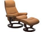 Relaxsessel STRESSLESS "View", braun (new caramel), B:82cm H:108cm T:81cm, Leder BATICK: BATICK ist ein leicht korrigiertes, durchgefärbtes und genarbtes Möbelleder, bei dem die meisten Unebenheiten und Spuren in der Regel entfernt wurden.;Leder PALOMA: PALOMA ist ein durchgefärbtes Semianilin-Möbelleder mit natürlicher Narbung.;ROHLEDER Stoff Q2 FARON: Ein fester zuverlässiger Bouclé mit einem st