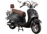 Motorroller ALPHA MOTORS "Retro Firenze", schwarz (schwarz, braun), Motorroller, 25 km/h, im Retro-Look, B:85cm H:108,5cm L:189cm