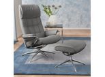 Relaxsessel STRESSLESS "London", grau (wild dove batick), B:80cm H:116cm T:71cm, Leder BATICK: durchgefärbtes und genarbtes Möbelleder;Leder PALOMA: PALOMA ist ein durchgefärbtes Semianilin-Möbelleder mit natürlicher Narbung.;ROHLEDER Stoff Q2 FARON (100% Polyester im Flor, Grundgewebe: 50% Polyester, 50% Polyacryl), Sessel, Relaxsessel, mit Hocker, High Back, mit Star Base, Gestell Chrom
