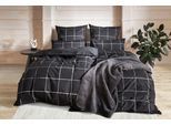 Bettwäsche OTTO HOME "Nature", schwarz, B/L: 135cm x 200cm, 1 Stk., 1 Stk., Renforcé, B/L: 80cm x 80cm, 2 Stk., Renforcé, Obermaterial: 100% Baumwolle, Bettwäsche, Bettwäsche, Bettwäsche in unregelmäßigem Karo-Muster