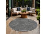 Teppich SANAT "Berlin", grau (anthrazit), H:6mm Ø:120cm, Kunstfaser, Teppiche, Teppich, In -und Outdoor geeignet, Außenbereich,Terasse, Balkon, modern