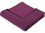 Wohndecke BIEDERLACK "Cotton Home", lila (beere), B:150cm L:220cm, Baumwolle, Polyacryl, Wohndecken, Wohndecke, im Uni Design, Kuscheldecke