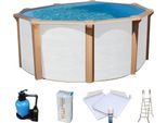 Rundpool KWAD "»Supreme« all in Premium Folie", beige (weiß, farbe innen: sand), B:360cm H:132cm L:360cm, Schwimmbecken, Rundpool, ØxH: 360x132cm, inkl. Bodenisolationsset