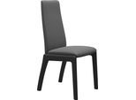 Polsterstuhl STRESSLESS "Laurel", grau (grau batick, schwarz), B:57cm H:105cm T:60cm, Leder BATICK: BATICK ist ein leicht korrigiertes, durchgefärbtes und genarbtes Möbelleder, bei dem die meisten Unebenheiten und Spuren in der Regel entfernt wurden., Stühle, Polsterstuhl, High Back, Größe M, mit abgerundeten Beinen in Schwarz