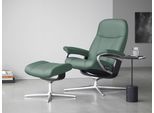 Relaxsessel STRESSLESS "Consul", grün (aqua grün paloma), B:82cm H:102cm T:72cm, Leder PALOMA: PALOMA ist ein durchgefärbtes Semianilin-Möbelleder mit natürlicher Narbung., Sessel, Relaxsessel, mit Cross Base, Größe S, M & L, Holzakzent Schwarz