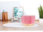 Hocker KAYOOM "Nano 510, Hocker in stilvollem Design,weiche Schaumstoff-Sitzfläche", rosa (altrosa), B:55cm H:43cm T:55cm, Bezug: 100% Polyester (Samt) Korpus: MDF, Kiefer Sockel: Stahl, Hocker, Hocker, Golz Akzente, mit pflegeleichtem Stoffbezug, große runde Form
