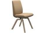 Polsterstuhl STRESSLESS "Laurel", beige (sand paloma, eiche natur), B:49cm H:92cm T:59cm, Leder PALOMA: PALOMA ist ein durchgefärbtes Semianilin-Möbelleder mit natürlicher Narbung., Stühle, Polsterstuhl, Low Back, Größe L, mit schräggestellten Beinen in Eiche natur