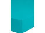 Spannbettlaken GOOD MORNING "Jersey Spannbettlaken", blau (aqua), L:200cm, Jersey, Obermaterial: 100% Baumwolle, Bettlaken, Spannbettlaken, 100% Baumwolle, Jersey, Rundumgummi, bis 25 cm höhe, 90/100x200, Weiß