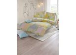 Bettwäsche HEINE HOME Gr. 5, reseda, zitrone, bedruckt, B/L: 135cm x 200cm, Mako-Satin, B/L: 40cm x 80cm, 2 tlg., Mako-Satin, 100% Baumwolle, Bettwäsche, Bettwäsche